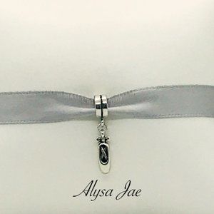 Ballet Slipper European Dangle Bead, Antiqued